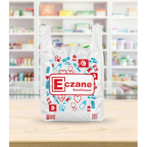 Küçük Boy Atlet Eczane Baskılı Poşet 22x33  (1 Kg 330 Adet)
