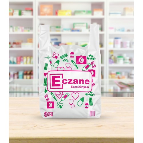 28x50 Cm Büyük Boy Bio Eczane Baskılı Atlet Poşet 